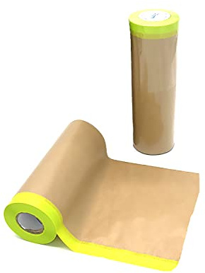 Tape and Drape, Paint Masking Paper, Pre-Taped Masking Paper for Painting, 2 Pack Car Protection Covering Paper, Paint Tape, for Car and Furniture, Floor.（Unfold 20 inch wide and 90 feet long）