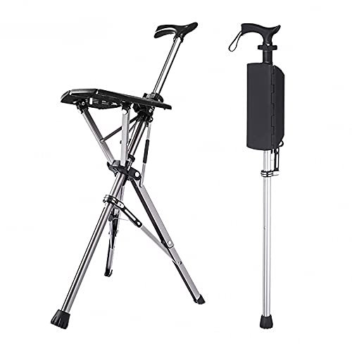 Bastón con Asiento Portátil para Mayores - Ergonómico, con Luz, Plegable - Ayuda de Movilidad para Personas Mayores