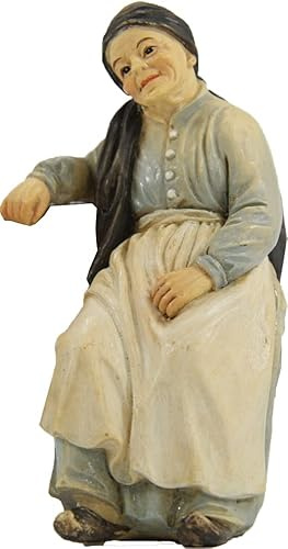 dekoprojekt Krippenfigur Großmutter auf Bank sitzend