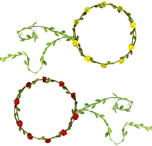 ELECLAND 2 Stück Blumenkrone Stirnband Blumenkranz Girlande Blatt Blume Stirnbänder für Frauen Mädchen Hochzeit Festival Party Blumenkrone Haarbänder Zubehör