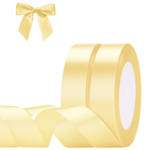 G2PLUS Champagner Gold Geschenkband 20mm,44M Schleifenband Gold, Satinband zum Bastel, Gold Dekoband für hochzeit, Weihnachten, Geschenk