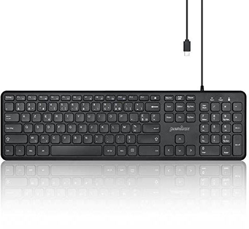 Perixx PERIBOARD-210C Clavier Filaire USB C Pleine Taille avec Touches Ciseaux silencieuses - Compatible avec Les tablettes, Les Ordinateurs et Les Ordinateurs Portables - Noir - Français AZERTY