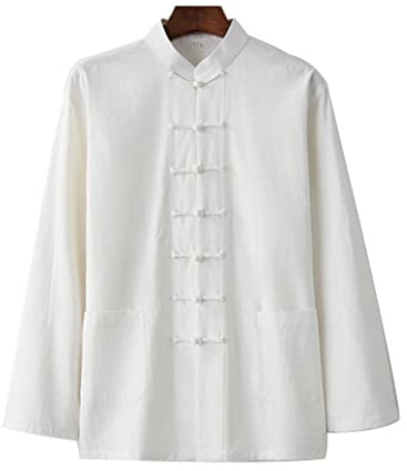 QPZK Conjunto de Arte marcial de Uniforme de algodón Tai chi, Traje de Sabor Unisex Ropa Tradicional Tradicional Ropa Kung fu metitación Uniforme de Ejercicio transpirabl White-M