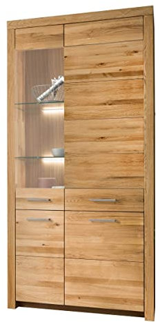 möbelando Vitrine WZ-0169 aus Wildeiche in Natur geölt mit 3 Türen. Abmessungen (BxHxT) 102,2x204,1x40 cm