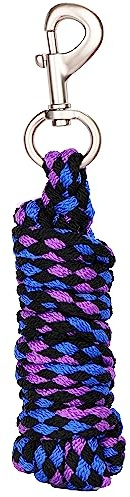 Merauno® Führstrick für Pferd - Anbindestrick in verschiedenen stylischen Designs, Führleine, Anbindeseil Pony, Esel, Ziege lang Strick mit Karabinerhaken Blauviolett