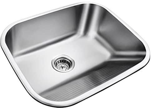 Fadiadem Lavandino per Lavanderia da Bagno Lavabo, Lavandino a Vasca Singola in Acciaio Inossidabile Lavabo per Pulizia Piscina per Lavanderia, Lavabo da Appoggio Ispessito con Kit di Scarico