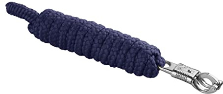 Führstrick mit Panik und klassischem Haken (Karabiner) für Pferd Start Economic Nylonseil 2m Lange, Führleine, Anbindeseil Pony, Esel, Ziege (Marineblau, Panikhaken)