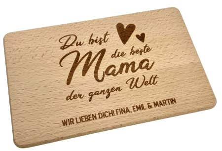 KATINGA Frühstücksbrett für Mama zum Muttertag/Geburtstag (Beste Mama personalisiert)