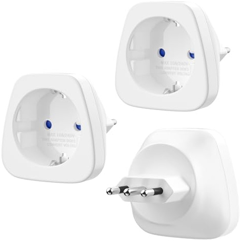 3 Stück Deutschland auf Italien Reiseadapter, EU auf Italien Reiseadapter, Italien Reisestecker Steckdosenadapter, Schuko EU zu Typ L Steckdose,für Mailand, Palermo, Venedig Reiseadapter, Weiß