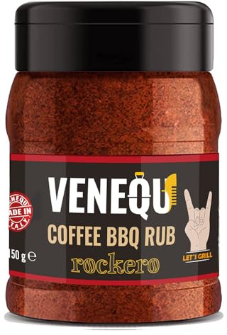 VENEQU ROCKERO COFFEE BBQ DRY RUB 150 gr | ROCKERO COFFEE BBQ DRY RUB 150gr | Ideale per Manzo, Maiale, Pollo, Agnello, Selvaggina | 100% Made in Italy