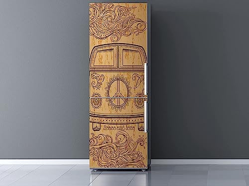 Oedim Vinilo Frigorífico Hippie Vintage, Vinilo Premium, 185x60cm | Adhesivo Resistente y de Fácil Aplicación | Pegatinas de Nevera Económicas y Elegantes | Vinilo Nevera