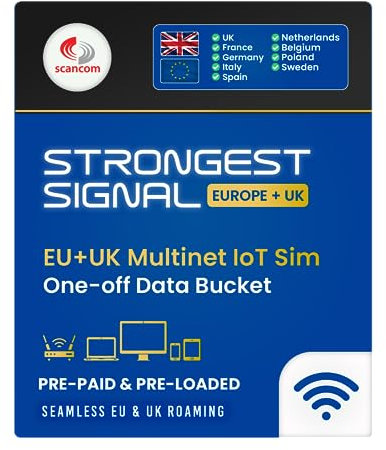 UK- und EU-Multi-Netzwerk-Roaming-Daten-SIM – verbindet sich automatisch mit dem stärksten Signal für die beste Verbindung am Standort – (einmaliger Dateneimer für 12 Monate ab Bestellung) (100 GB)