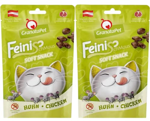 GranataPet FeiniSchmaus Huhn, 50 g, Leckerchen für Katzen, weicher Katzensnack, Katzenleckerli ohne Getreide & Zuckerzusätze, Belohnung für zwischendurch (Packung mit 2)