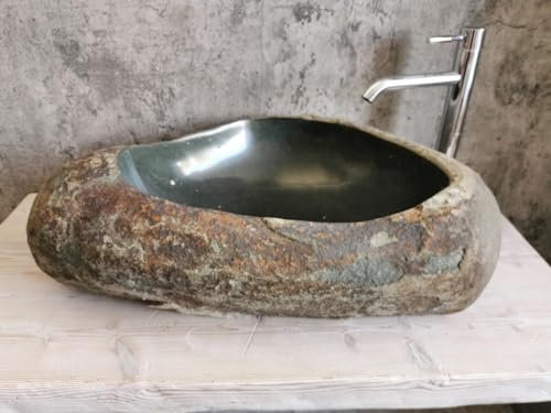 Ti Arrediamo Großes Waschbecken aus Stein, Größe XXL Größe 71 x 46 cm, echtes Foto des Waschbeckens, Waschbecken für Badezimmer, Aufsatzwaschbecken