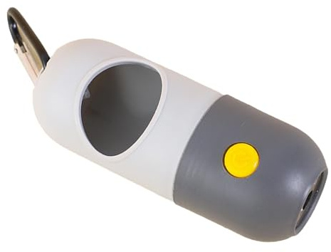 YUCHIYA Hundekotbeutelspender mit LED-Taschenlampe, Tragbarer Halter für Haustierkotbeutel, Langlebige und Praktische Leichte Leinenbefestigung (GRAY)
