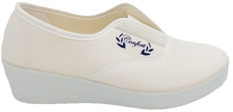 ELÁSTICO Cano Confort Playera DE Mujer Lona Blanco Zapatilla CUÑA Alta Alpargata