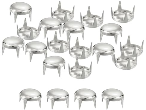 sourcing map 100Pcs 8mm Silver Round Dome Studs Metal Claw Beads Nailhead Rivets Spike Studs Spots Punk Rock DIY for Leather Craft Clothes Belt Bag Shoes Bracelet Accessories