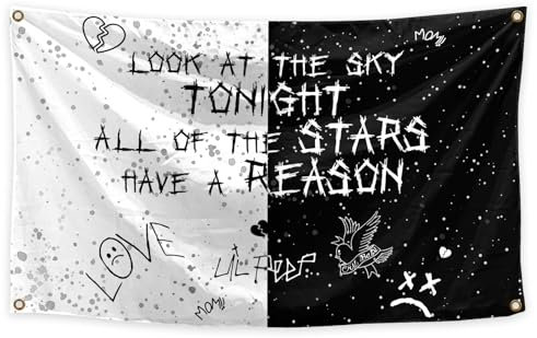 EdWaL Wandteppich, Motiv Look At The Sky Tonight, All Of The Stars Have A Reason Lil Rapper Peep, Kunstdekoration, geeignet für Heimdekoration, Schlafzimmer, Wohnzimmer, Outdoor, 90 x 150 cm