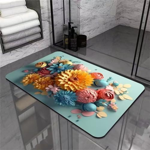 Badematte Rutschfest 140x200cm, Super Absorbierende Badezimmerteppich, Badteppich Schnelltrocknende Badvorleger Bath Mat Waschbar Duschvorleger Bodenmatte Dusche, Badewannen, Badezimmer, Colourful