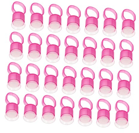 Healvian 100 Stück Pigmentring Farbbecher mit Schwamm Leicht zum Aufstecken den Finger für Permanent Make Up im Kosmetikstudio