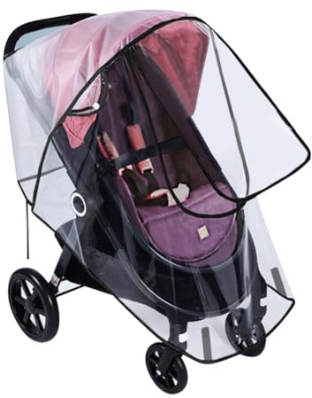 Universal Clear Baby Stroller Weather Shield - Waterproof Rain Cover Protection for Snow, Wind, Rain - Safe Material Travel Stroller Cart Accessory