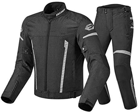 Hcclijo Wasserdichtes Motorradjacken Set Reiten Rennen Moto Jacke Körperpanzerung Schutzausrüstung Motocross Jacke MC1011 Grey Suit XXL