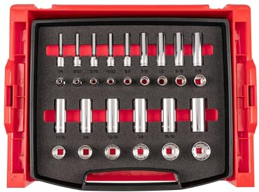 TEKTON 3/8 Inch Drive 12-Point Socket Set with Open Top Drawer and Rack, 30-Piece (1/4-1 in.) | OLB94306