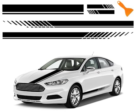 5 Pezzi Adesivi Auto Tuning,Includere 1 Adesivo per Il Cappuccio+2 Adesivi Laterali per Auto+2 Adesivi a Specchio,Impermeabile Elegante Adesivo Auto Esterno per Auto Camion SUV (Nero)