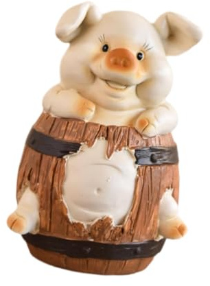 MagiDeal Scatola di Monete di Risparmio Maiale Salvadanaio Decorazione Statua della Ragazze Giocattolo per Bambini Regalo Vaso di Risparmio Regali, Porcellino di Botte di Legno