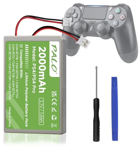2000mAh PS4 Batterie de Rechange pour Manette Sony PS4/PS4 Pro/PS4 Slim CUH-ZCT1E CUH-ZCT1H CUH-ZCT1U CUH-ZCT2 CUH-ZCT2U (1PCS)