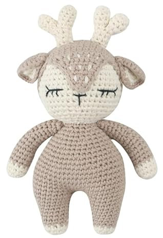 Qsvbeeqj Handgefertigtes Babyspielzeug Aus Baumwolle Gehäkelt Hirschpuppe Niedliches Stofftier Superweiches Maschinenwaschbares Strickspielzeug Für Kleinkinder