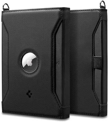 Spigen Reisepass Hülle mit Airtag Fach Passport Cover mit RFID-Blockierung und SIM-Karten-Pin aus Kunstleder - Schwarz