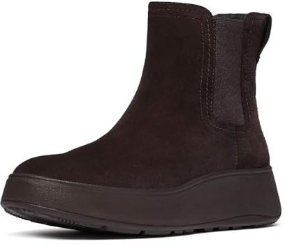 Fitflop Stivali Chelsea da donna in camoscio caldo con cuciture F-Mode, Marrone cioccolato, 36 EU