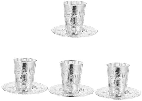 Ciieeo 4 Sätze Gebetsbecher-set Judaica-waschbecher Heiliger Kelch Dekorativer Weinbecher Goldener Kelchbecher Havdala-becher Weinkelch Wein Kelch Schabbat-weinbecher Silver Zinklegierung