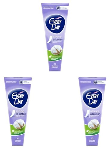EveryDay All Cotton Salvaslip String, Filtrante 100% Cotone, 30 Unità (Confezione da 3)