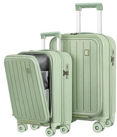 BOBOYM Luggage Sets 2 Piece Top Opening PC Hardside Suitcase with Spinner Wheel TSA Luggage(green)