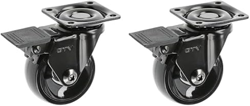GTV - Möbelrollen CALIBRO | Lenkrollen | Rollen für Möbel | mit Bremse | Durchmesser 50 mm | aus Kunststoff und Stahl | Schwarz (Packung mit 2)