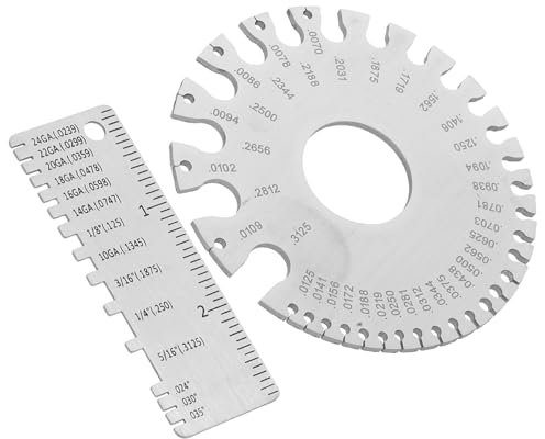 Hohopeti 2pcs Stainless Steel Measuring Tool Sheet Gauge for Wire Round Sheet Gauge