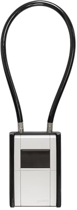 ABUS KeyGarage 797 FLEX - Schlüsselkasten mit Zahlencode und Kabel zur flexiblen Befestigung - zum Aufbewahren von Schlüsseln und kleinen Wertgegenständen – schwarz-silber