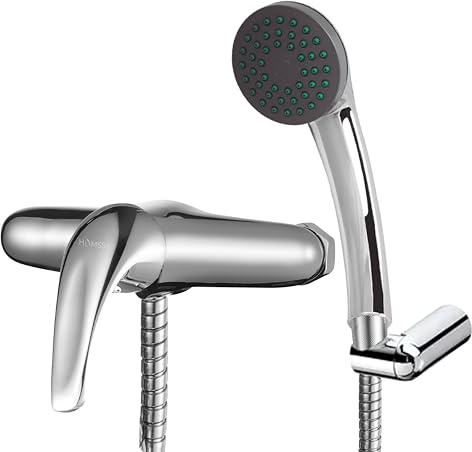 HOMSSY Monomando de Ducha, Mezclador Monomando para Ducha, Agua Caliente y Fría, Diseño Cromado