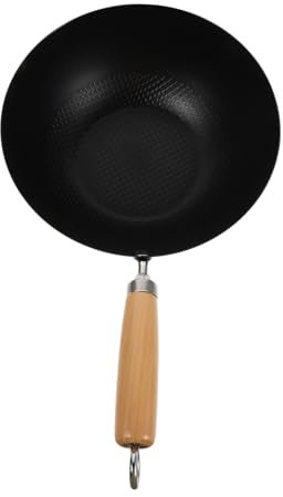 MUCKLILY Small Japanese Wok Pan Iron Cooking Pot Bottom for Home Kitchen Use for Frying and Simmering Dishes