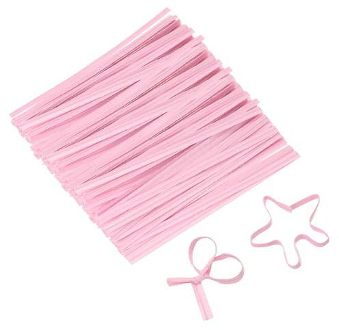 sourcing map 3 Kraft Paper Twist Ties, Metallic Twist Ties Reusable for Bakery, Candy Bags, Coffee Bags, Goodie Bags, Pack of 1000, Pink