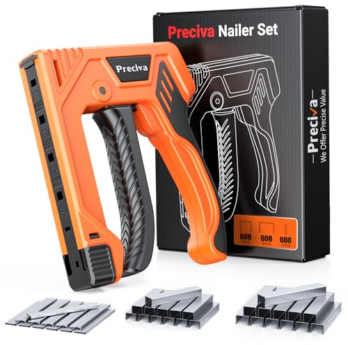 Handtacker Tackerklammern Set, Preciva Tacker Set mit Tackerklammern Typ D (11,2 mm & 10,6 mm) und Tackerklammern Typ T für Holzbearbeitung Möbel DIY Heimwerken