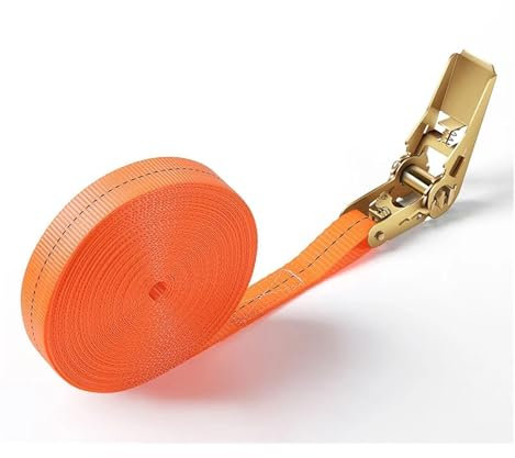 Cinghie a cricchetto, Legatura del carico del camion con tenditore a cricchetto, tenditore di legatura autobloccante, fascio di funi del freno fisso multiuso per un fissaggio rapido(Orange 2m)