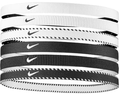 Nike Flex Classic Headbands 6 Stück elastische Haarbänder Sport W/B (6 Stück)