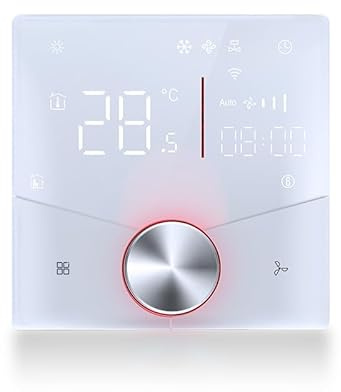 Qiaoxipan Termostato Inteligente WiFi 4 Tubos para Aire Acondicionado Fan Coil con Conexión WiFi para Soporte de Voz Inteligente Termostato Controlador