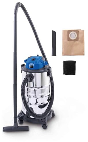 Scheppach Aspirateur électrique Eau et poussières VC30V2-20 kPa - Bac de récupération 30 L - Puissance 1200 W - Tension 220-240 V~ / 50-60 Hz - Fonction 3 en 1