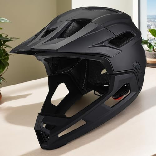 Mountain Bike Helmet Full Face Detachable, Lightweight Road Bike Helmet, Shock-Proof PC Full Face Bike Helmets, Cycling Helmets With Detachable Chin Guard And Visor