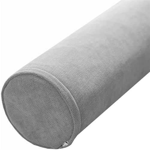 Cojín Cilíndrico Grande 40/50/90/80/60cm Almohada De Tubo para Lumbar/Cuello/Espalda/Cabeza Apoyo Almohada Rollo con Funda Extraíble para Cama, Sofá, Silla, Coche, Yoga(Khaki Grey,10x80cm/4x31in)
