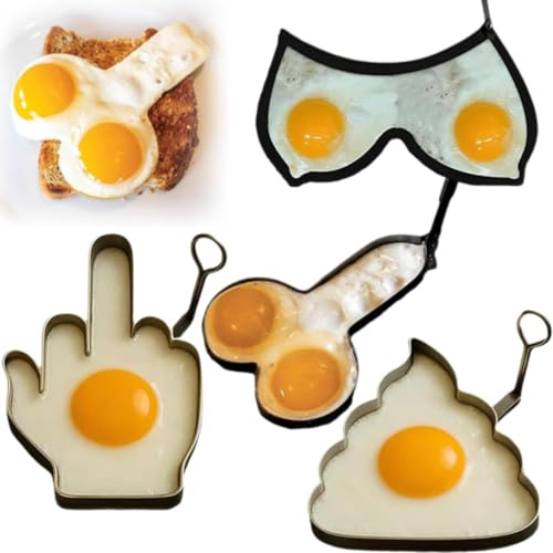 Funny Middle Finger Egg Mold, DIY Kitchen Accessories, Playful Body Part Shaped Eggs Fired Mold, Mould Frying Egg, Novelty Portable Grill Accessories for Camping Breakfast Sandwich, Rude Cooking Gift